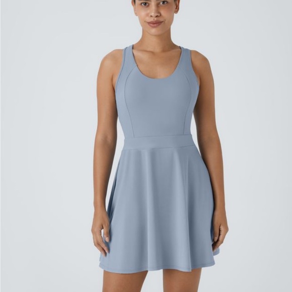 Halara Backless Racerback Flare Mini Golf Active Dress Woman’s Small Blue - Picture 1 of 8
